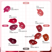 ProtoClinical k-beauty lilybyred Mood Liar Velvet Tint 4.2g two soft mauve lip tint swatches side by side on a pale pink and white background
