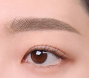 ProtoClinical k-beauty lilybyred Skinny Mes Brow Mascara 3.5g two horizontal brow swatches in ash brown and dark brown on a pale pink background