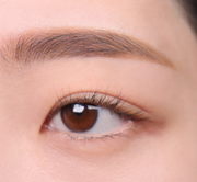 ProtoClinical k-beauty lilybyred Skinny Mes Brow Pencil two horizontal brown brow swatches stacked on a pale pink background