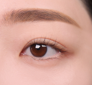 ProtoClinical k-beauty lilybyred Skinny Mes Brow Pencil two horizontal brown brow swatches stacked on a pale pink background