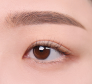 ProtoClinical k-beauty lilybyred Skinny Mes Brow Pencil two horizontal brown brow swatches stacked on a pale pink background