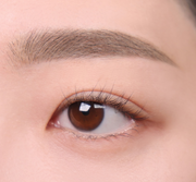 ProtoClinical k-beauty lilybyred Skinny Mes Brow Pencil two horizontal brown brow swatches stacked on a pale pink background