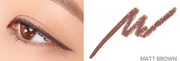 ProtoClinical k-beauty lilybyred Starry Eyes Am9 to Pm9 Gel Eyeliner two side-by-side eyeliner swatches in warm brown and soft taupe-gray on a pale peach background