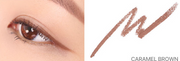 ProtoClinical k-beauty lilybyred Starry Eyes Am9 to Pm9 Gel Eyeliner two side-by-side eyeliner swatches in rose brown and pale lilac-gray on a pale peach background