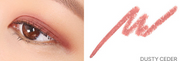 ProtoClinical k-beauty lilybyred Starry Eyes Am9 to Pm9 Gel Eyeliner two side-by-side eyeliner swatches in warm brown and light gray on a pale peach background