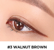 ProtoClinical k-beauty lilybyred Starry Eyes Am9 to Pm9 Slim Gel Eyeliner single diagonal eyeliner swatch on a pale peach background with a white lower edge