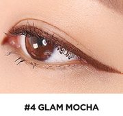 ProtoClinical k-beauty lilybyred Starry Eyes Am9 to Pm9 Slim Gel Eyeliner single diagonal eyeliner swatch with a tapered end on a pale peach background