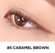 ProtoClinical k-beauty lilybyred Starry Eyes Am9 to Pm9 Slim Gel Eyeliner single cocoa-brown diagonal eyeliner swatch on a pale peach background