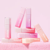 ProtoClinical k-beauty lilybyred Sweet Liar Milky Tint 4g single rosy-mauve lip tint swatch in a tall vertical band on a pale pink background