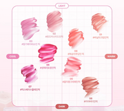 ProtoClinical k-beauty lilybyred Sweet Liar Milky Tint 4g single rosy lip tint swatch centered in a tall vertical band on a pale pink background