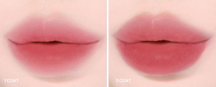 ProtoClinical k-beauty lilybyred Sweet Liar Milky Tint 4g two rosy-mauve lip tint swatches stacked vertically on a pale cream background