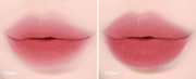 ProtoClinical k-beauty lilybyred Sweet Liar Milky Tint 4g two rosy-mauve lip tint swatches stacked vertically on a pale cream background