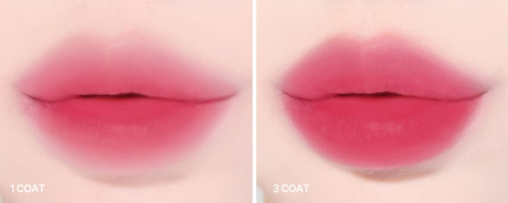 ProtoClinical k-beauty lilybyred Sweet Liar Milky Tint 4g two rosy-mauve lip tint swatches stacked vertically on a pale cream background