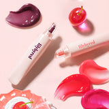 ProtoClinical k-beauty lilybyred Tangle Jelly Balm 9ml four vertical jelly balm swatches in purple, mauve, pink, and peach on a pale background
