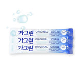 ProtoClinical k-beauty Gagreen Stick-type Original Mouthwash 10ml X 30ea blue stick mouthwash pack laid horizontally on a pale background with soft yellow side accents.