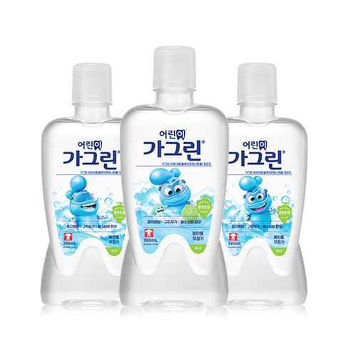 ProtoClinical k-beauty Gagreen Kids Mouthwash 380mlX3ea (Green Grape) three mouthwash bottles grouped side by side on a light background