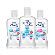 ProtoClinical k-beauty Gagreen Kids Mouthwash 380mlX3ea (Strawberry) three mouthwash bottles grouped side by side on a light background