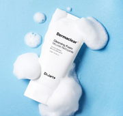 Dr.Jart+ Dermaclear Cleansing Foam 120ml by ProtoClinical featured in a product graphic with the cleanser tube and detail panels, highlighting the packaging for a k-beauty skincare routine.