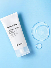 Dr.Jart+ Dermaclear pH Foam Cleanser 120ml by ProtoClinical featured in a product detail image with the packaging and printed text panels visible for a k-beauty skincare routine.