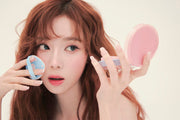 ProtoClinical k-beauty dark beauty graphic with two warm peach vertical glows and pale side highlights.