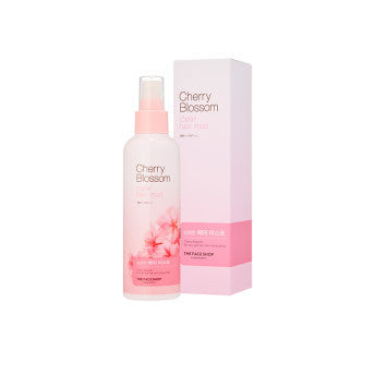 ProtoClinical k-beauty THE FACE SHOP Cherry Blossom Clear Hair Mist 200ml single pink mist bottle with soft floral side accents on a light background