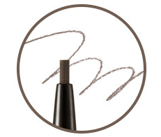 ProtoClinical k-beauty THE FACE SHOP Eye Rise Slim Brow 0.05g vertical gray-brown brow swatch with a slim pale side stripe on a white background
