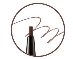 ProtoClinical k-beauty THE FACE SHOP Eye Rise Slim Brow 0.05g vertical ash-brown brow swatch with a slim pale side stripe on a white background
