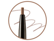ProtoClinical k-beauty THE FACE SHOP Eye Rise Slim Brow 0.05g vertical dark brown brow swatch with a slim pale side stripe on a white background