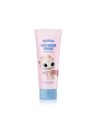 ProtoClinical k-beauty THE FACE SHOP RICE WATER BRIGHT FACIAL FOAMING CLEANSER 150ml (Dragons Edition) single upright cleanser tube on a clean white background