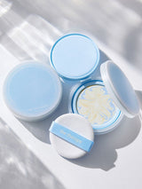 ProtoClinical k-beauty pale blue and gray beauty graphic on a light background.