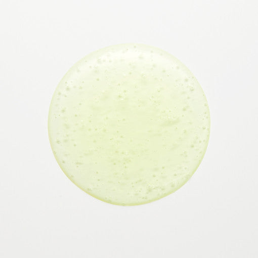 ProtoClinical k-beauty DEWYTREE AC Deep Blemish Calming Ampoule 60ml round pale green gel swatch with visible bubbles centered on a white background