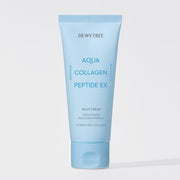 ProtoClinical k-beauty DEWYTREE Aqua Collagen Peptide EX Multi Cream 80ml single upright pale blue bottle centered on a pale background with soft white side panels
