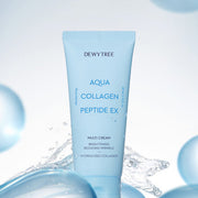 ProtoClinical k-beauty DEWYTREE Aqua Collagen Peptide EX Multi Cream 80ml single upright pale blue bottle centered on a pale background with soft white side panels
