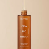 ProtoClinical k-beauty DEWYTREE Cica 100 Essence 160ml single upright olive essence bottle centered on a pale cream background with soft aqua side shading