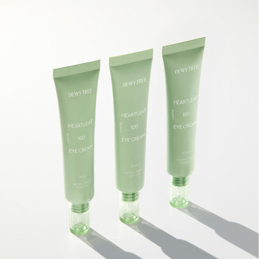 ProtoClinical k-beauty DEWYTREE HEARTLEAF 100 Eye Cream 35ml single upright pale green eye cream tube centered on a white background