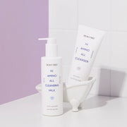 ProtoClinical k-beauty DEWYTREE Hi Amino All Cleansing Milk 400ml single lavender bottle with a pale aqua lower band on a light background