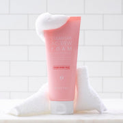 ProtoClinical k-beauty DEWYTREE The Clean Lab AC Dew Foam 150ml single upright pink cleansing foam tube centered on a pale aqua background.