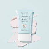 ProtoClinical k-beauty DEWYTREE Urban Shade Anti-Pollution Sun SPF50+ PA++++ 40ml single upright sunscreen tube centered on a light background.