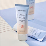 ProtoClinical k-beauty DEWYTREE Urban Shade Blue Tone Up Sun 40g single upright sunscreen tube centered on a light background
