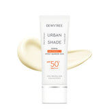 ProtoClinical k-beauty DEWYTREE Urban Shade Derma Panthenol 5 Moist Barrier Sun SPF50+ PA++++ 40ml single upright orange sunscreen tube centered on a light background.