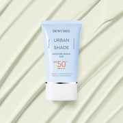 ProtoClinical k-beauty DEWYTREE Urban Shade Moisture Repair Sun SPF50+ PA++++ 50ml single upright blue sunscreen tube centered on a light background.