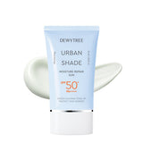 ProtoClinical k-beauty DEWYTREE Urban Shade Moisture Repair Sun SPF50+ PA++++ 50ml single upright blue sunscreen tube centered on a soft white background with pale blue shading.