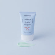 ProtoClinical k-beauty DEWYTREE Urban Shade Moisture Repair Sun SPF50+ PA++++ 50ml single upright blue sunscreen tube on a clean light background.