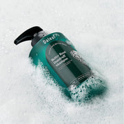 ProtoClinical k-beauty Daleaf Better Root Dandruff Shampoo 500ml single deep green shampoo bottle shown diagonally on a pale blue and blush background