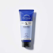 ProtoClinical k-beauty dark blue beauty product silhouette with pale green side tones on a light background.