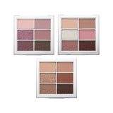 ProtoClinical k-beauty Oddtype Mute Sleek Eye Palette mauve and beige beauty graphic centered on a pale background with vertical panel accents