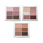 ProtoClinical k-beauty Oddtype Mute Sleek Eye Palette mauve and beige beauty graphic centered on a pale background with vertical panel accents