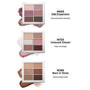 ProtoClinical k-beauty Oddtype Mute Sleek Eye Palette warm beige beauty graphic with a soft central highlight and dark lower-left shadow
