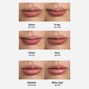 ProtoClinical k-beauty Oddtype New Rules Lip Liner three warm beige lip liner swatches stacked vertically on a white background with pale aqua side shading