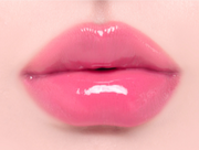 ProtoClinical k-beauty Oddtype Unseen Balloon Tint bright pink lip tint swatch centered on a pale pink background with soft green corner accents